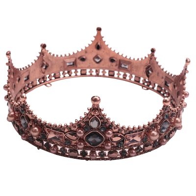 King Crowns for Men - Baroque Vintage Rhinestone Crystal Crown, Mens Full Kings Crown for Theater Prom Party