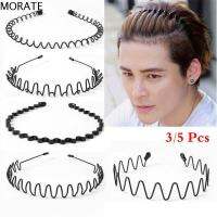 MORATE 3/5ชิ้นสไตล์อลิซชุดที่คาดผมแบบลอน Unisex สีดำที่คาดผมเหล็กสำหรับเล่นกีฬาอุปกรณ์สวมศีรษะลำลองคาดผม