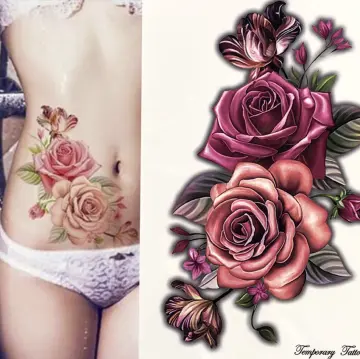 3Pcs-temporary tattoo black flower tattoo sleeves water transfer tatoo  sticker peony rose tattoos body art tatoo girl arm tatto 3Pcs-8 :  Amazon.co.uk: DIY & Tools