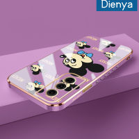 Dienya เคสปลอกสำหรับ Samsung Galaxy S21 FE 4G S21 FE 5G เคสการ์ตูนแฮปปี้มิกกี้สี่เหลี่ยมใหม่พื้นผิวชุบเคสซิลิกาเจลนิ่มกันกระแทกเคสมือถือฝาครอบป้องกันเลนส์กล้องถ่ายรูปรวมทุกอย่าง