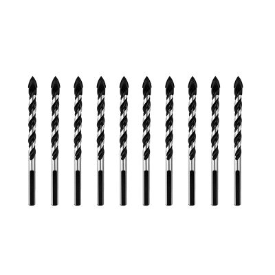 Multipurpose Drill Bits, 10-Piece 6mm Multi-material Drill Bit Set for Drilling in Tile, Glass, Concrete, Brick, Wood, and Plastic, Tungsten Carbide Tipped Masonry Drill Bit Set