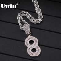 UWIN baguettecz Numbers Chain Necklaces &amp; Pendant Rope/Cuban Chain For Men Women Full Iced Out Cubic Zircon Hiphop Jewelry Fashion Chain Necklaces