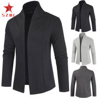 SZWL Men Simple Cardigan Slim Sweater Jacket Men V-collar Sweater