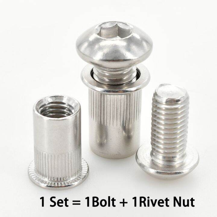 304-stainless-steel-rivet-nut-flat-head-thread-insert-nuts-rivets-hex-allen-screw-set-hexagonal-bolt-rivnut-m3-m4-m5-m6-m8-m10