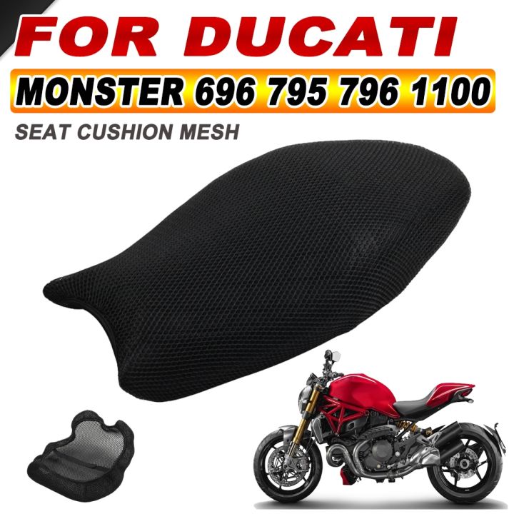 ducati-เบาะที่นั่งรถจักรยานยนต์สำหรับ-ducati-796มอนสเตอร์696-795-1100อุปกรณ์เสริมแผ่นป้องกันตารางกันลื่นตาข่ายระบายอากาศ