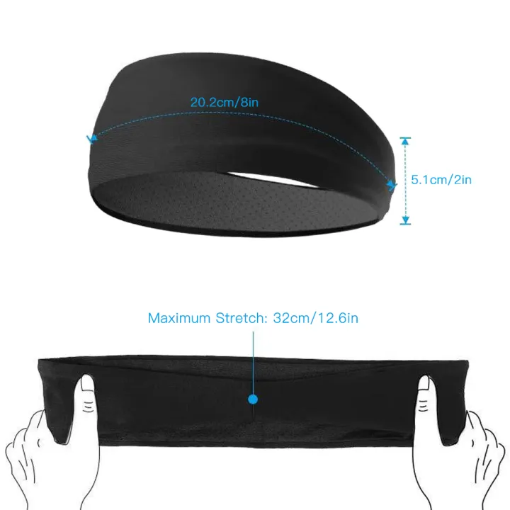 treebuy-แถบผ้าคาดผมกันเหงื่อแถบคาดศีรษะกีฬากันลื่นที่คาดผมที่คาดผมนักกีฬายางยืด