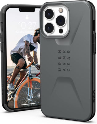 URBAN ARMOR GEAR UAG Designed for iPhone 13 Pro Case Grey Silver Sleek Ultra-Thin Shock-Absorbent Civilian Protective Cover, [6.1 inch Screen] Civilian - Silver