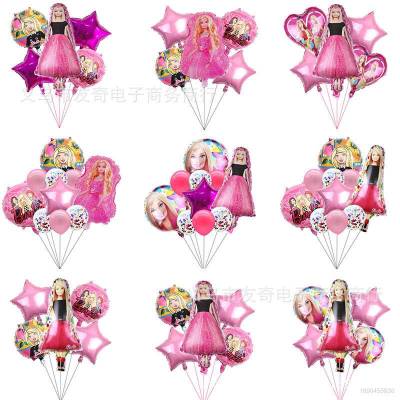 10PCS/5PCS Barbie Theme 12 inch latex foil balloons birthday party decoration space layout supplies