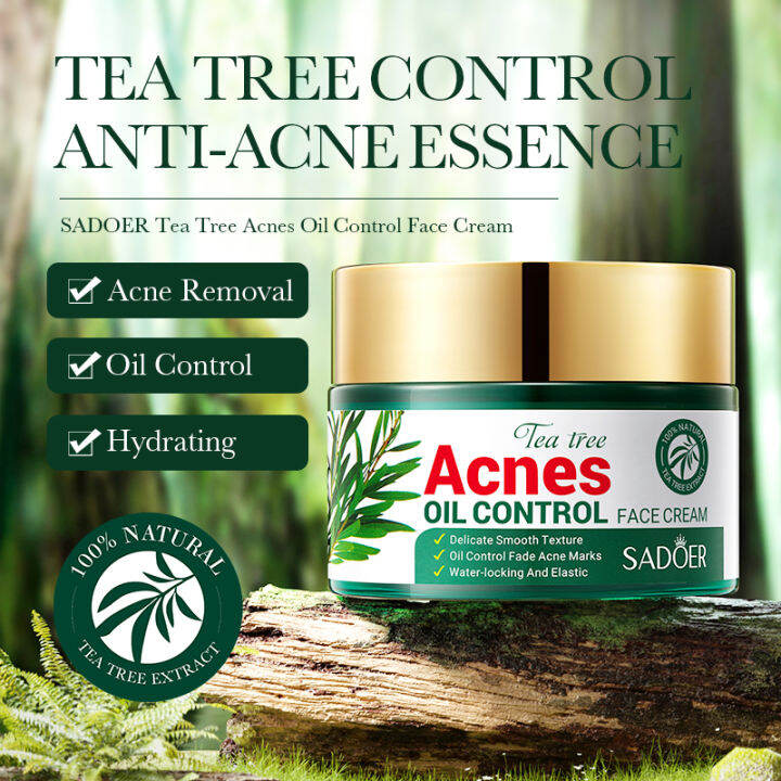 ROREC SADOER Tea Tree Acne Oil Control Face Cream AntiAcne Hydrating Moisturizing Cream 50g