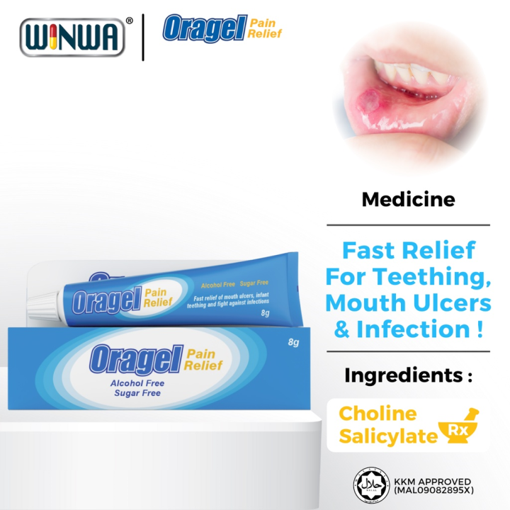 ORAGEL PAIN RELIEF 15g / 8g *Mouth Ulcer *Teething *Denture *Gum Lazada