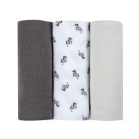 ผ้าอ้อมอเนกประสงค์ BEABA Pack of 3 Muslins Organic Cotton - Savanna Grey