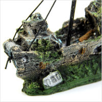 【cw】 Small Net Pirate Ship Aquarium Fish tank scenery decoration Shelter Hee Hee House Resin Boat Landscaping Boat ！