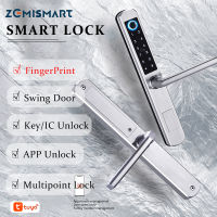 zemismart Tuya Wifi Slim Smart Swing Door Lock Waterproof,Door Handle,Home Security Keyless Entry,Fingerprint Password IC Card Unlock Keypad,APP Remote Unlock