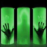 Sublimation 20Oz Luminous Skinny Tumbler Stainless Steel Halloween Glow In The Dark Water Cup With Seal Lid For Christmas Party