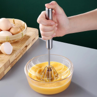 เครื่องผสมตีไข่กึ่งอัตโนมัติแบบหมุนด้วยมือ Stainless Steel Whisk Hand Blender Eggs Cream Stirring Tool-jica