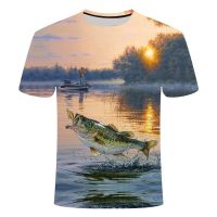 2023Trend Men T-Shirt Summer Funny Birthday Gifts Present Men Fishinger 3d Sea Tuna Fish Printed Fashion Fisherman Joke Short Sleeve