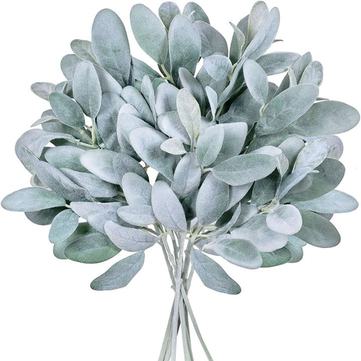 24pcs-artificial-flocked-lambs-ear-leaves-stems-faux-lambs-ear-branches-picks-greenery-sprays-for-vase-bouquet-wreath
