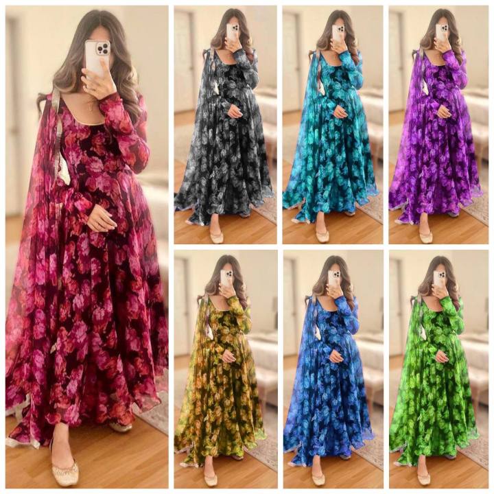 Floral Long Gown | Lazada
