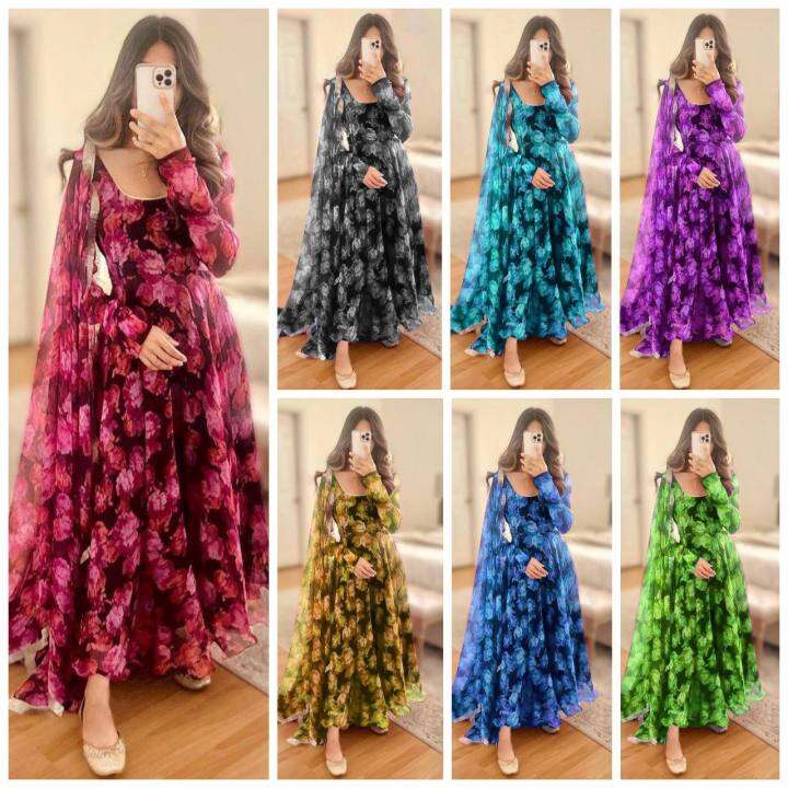 Floral Long Gown Lazada
