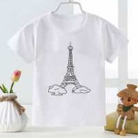 Comfy Simple Kids T-shirt Boys Girls Clothes Summer Fashion France High Street Childrens Tops Tumblr Eiffel Tower Print Tee