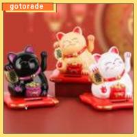 GOTORADE ใช้พลังงานจากแสงอาทิตย์ บ้านในบ้าน เครื่องประดับตกแต่งภายในรถยนต์ อุปกรณ์ตกแต่งรถยนต์ Maneki Neko โบกแขนแมวนำโชค แมวฟอร์จูน