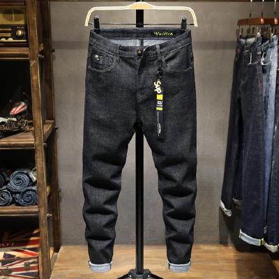 [COD] Jeans mens spring version black slim straight elastic feet Korean trendy all-match slimming new one-piece delivery