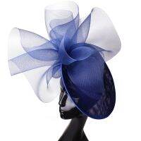 Bride Wedding Headwear Women Elegant Formal Royal Blue Millinery Fedora Cap Heabdand Accessories Fashion Classic Cocktail Hats