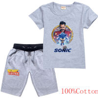 Sonic The Hedgehog Moisture Casual ครึ่งแขน Tees สั้นกางเกงเด็กเสื้อผ้าเด็กวัยหัดเดินเด็กสาวฤดูร้อนผ้าฝ้ายแขนสั้นเสื้อกางเกงขาสั้น Boys