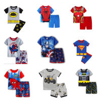 Bat-Mans Supermans Spidermans เสื้อยืดกางเกงขาสั้นชุดสำหรับเด็กชายหญิงแขนสั้นฤดูร้อนแฟชั่น Casual การ์ตูนเสื้อยืดพิมพ์กางเกงขาสั้นชุดนอน