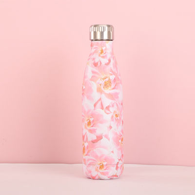 500ML Creative Pink Stainless Steel Water Bottle Double Wall Thermos Teacup Coffee Travel Sports Drink Bottle Insulated Cup Gife