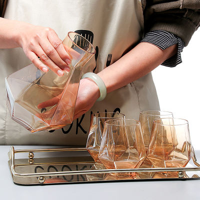 Glass Water Bottles Cool Fruit Juice Tea Pot Lead-free Red Wine Shaker Bottle Decanter Vase Home Decor Kitchen Drinkware Cup Set