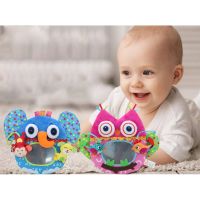 Tummy Time Floor Mirror Baby Three-dimensional Mirror BB Rattle Non-Toxic Crawling Toy for Babies Infants Toddlers Kids