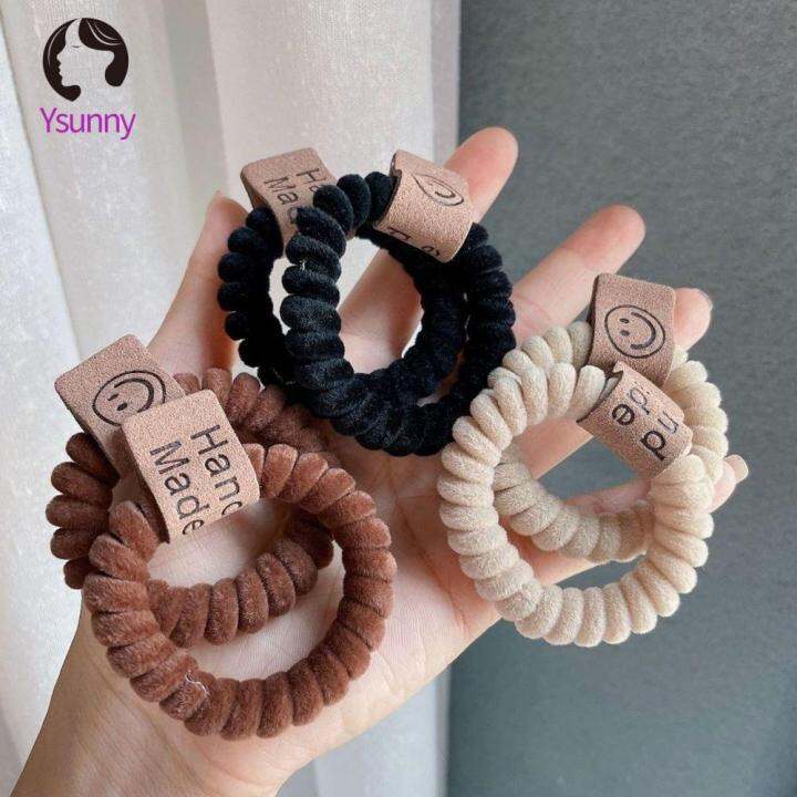 ยางรัดผม-ยางรัดผมเด็กผญ-ยางมัดผมเกลียว-เน็ตติดผม-ยางรัดผมแบบเกลียว-เรียบง่าย-สีทึบ-เด็ก-เด็กผู้หญิง-ฤดูหนาวและฤดูใบไม้ร่วง-ซิลิโคน-สายโทรศัพท์-เครื่องประดับผมสไตล์เกาหลี-เชือกผมผู้หญิง-แหวนผมกำมะหยี่