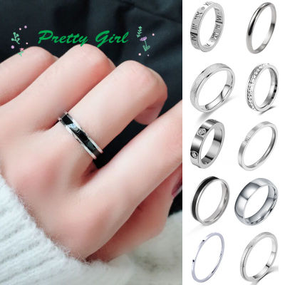 แหวนไทเทเนียมผู้หญิง,เครื่องประดับมือแหวนคู่สไตล์เกาหลีแบบเรียบง่าย