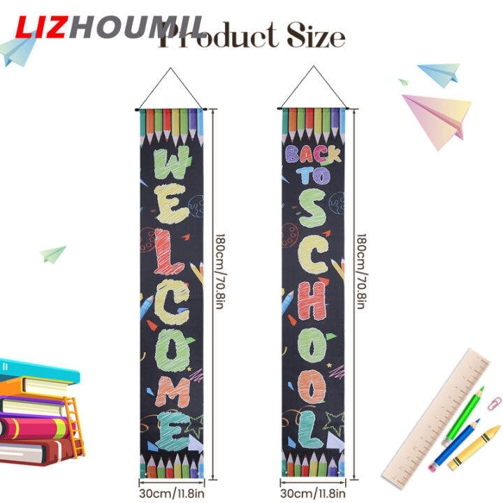 lizhoumil-แบนเนอร์ต้อนรับกลับโรงเรียน1คู่-อุปกรณ์ประกอบฉากสำหรับตกแต่งห้องเรียนชั้นประถมศึกษาปีที่1