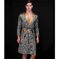 Kwyaster Men Robe Nightgown Satin Kimono Bathrobe Gown Casual Sleepwear Fashion Print Gold Home Dressing Gown Mens pajamas