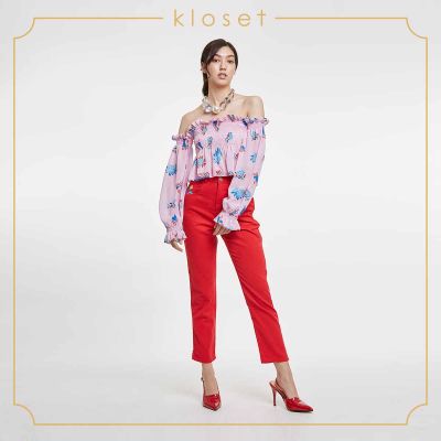 Kloset Design High Waisted Denim Pants (RS20-P004) กางเกงผ้ายีนบาง กางเกงขายาว กางเกงแฟชั่น