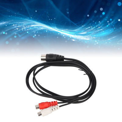 DIN สายเคเบิลอะแดปเตอร์เครื่องเสียงตัวผู้ต่อ2RCA ตัวเมีย7PIN สายเคเบิล4.9ft การเชื่อมต่อที่แน่นหนาหุ้มฉนวนสองชั้นสำหรับ