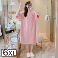 Night Dress Cotton Pajamas Pure Cotton Nightdress Short Sleeve Dress Pullover Womens Clothing Big Short Sleepshirt Dress 6xl