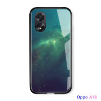 เคสใส่โทรศัพท์สำหรับ OPPO A18 A38แสงรุ่งอรุณสุดหรูเคสลายดาวดวงดาวดวงดาวเคสกระจกนิรภัยมันวาวแบบไล่ระดับสี