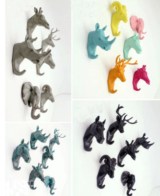 European animal head hanging creative home accessories resin coat hooks decorative wall hooks hanger