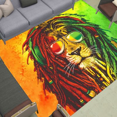 Lion In The Black Pigtail Tiger Area Rugs Bedroom Bathroom Decoration Mat Sofa Large Carpet Print Phoenix Bathing In Fire