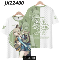 Cool Genshin Impact Kirara เสื้อยืดลําลอง แขนสั้น พิมพ์ลายอนิเมะ 3D สําหรับเด็ก ผู้ใหญ่ ทุกเพศ