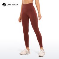 【CW】 CRZ YOGA Women  39;s Seamless Workout Leggings 25 Inches - Ribbed Waisted Pants Gym