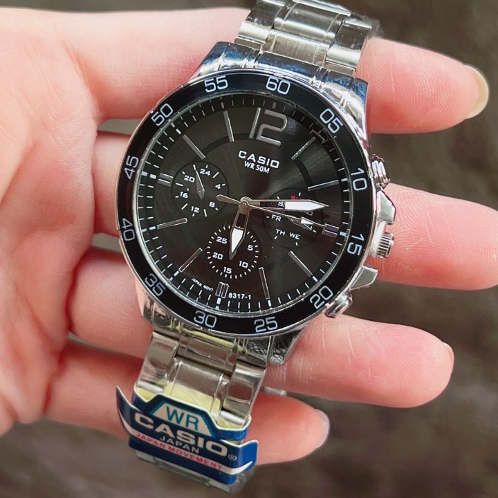 watchhiend-นาฬิกาข้อมือคาสิโอ-ระบบควอตซ์-ดูเวลา-สายสแตนเลทคลิปล็อค-43mm-มี-5-แบบ-ฟังชั่น-แถมกล่องคาสิโอ้ฟรี-ส่งเร็ว