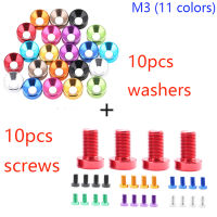 10sets Car Modified Hex Fasteners Fender Washer Bumper Engine Concave Screws Aluminum Fender Washers and M3 Bolt for Honda