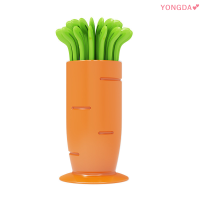 YONGDA? ส้อมจิ้มผลไม้แครอทสีเขียว30ชิ้น เซ็ตของตกแต่งแซนวิชสำหรับงานเลี้ยง