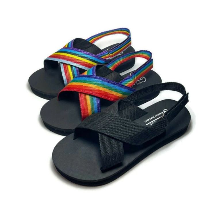 รองเท้าแตะรัดส้น-x-cross-gf-37-black-rainbows-พื้นหนาใส่กระชับ-รองเท้าแตะรัดส้น-รองเท้ารัดส้น