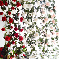 【cw】Artificial Flowers Rose Vine Hanging Flowers String Wall Decoration Fake Plants Leaves Garland Romantic Party Wedding Decor ！