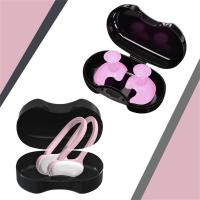 Soft Silicone Swimming Nose Clips + 2 Ear Plugs Earplugs Gear with a Case Box Set Pool Accessories Water Sports